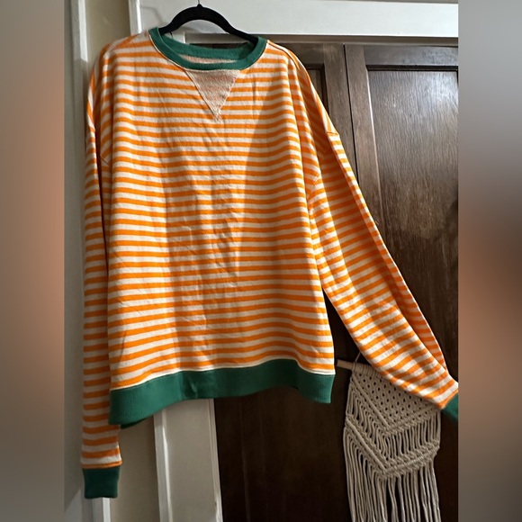 We The Free Tops - NWOT free people Large striped crewneck orange and green- never worn